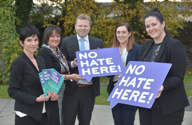 Justice Minister Claire Sugden, Junior Ministers Fearon and Ross attend No hate here launch