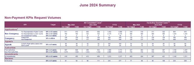 LSANI table - KPIs June 2024 - table 4